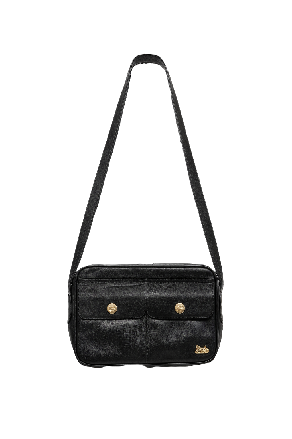 1980s Black Leather Bag - Front View