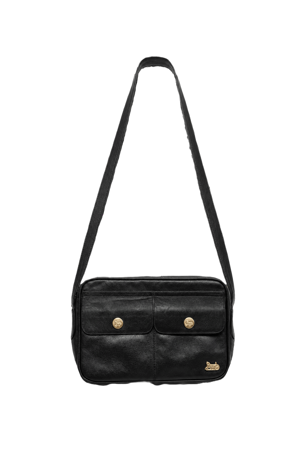 1980s Black Leather Bag - Front View