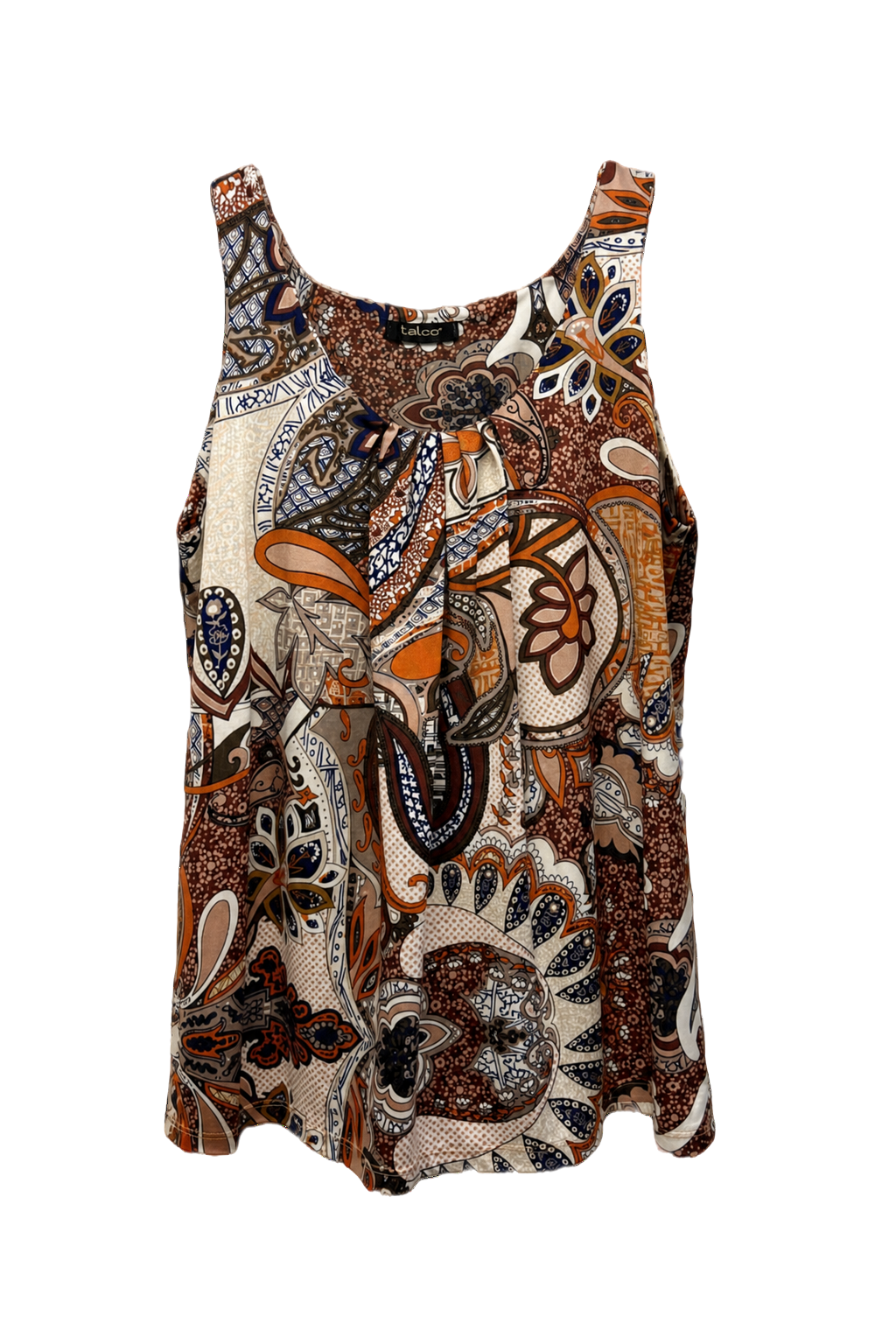 1990s Orange Brown Smooth Tank Top - Front View