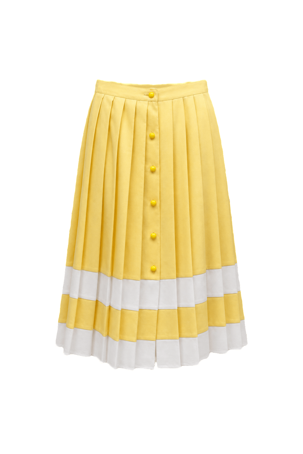 1970s Yellow Polyester Skirt - Front View