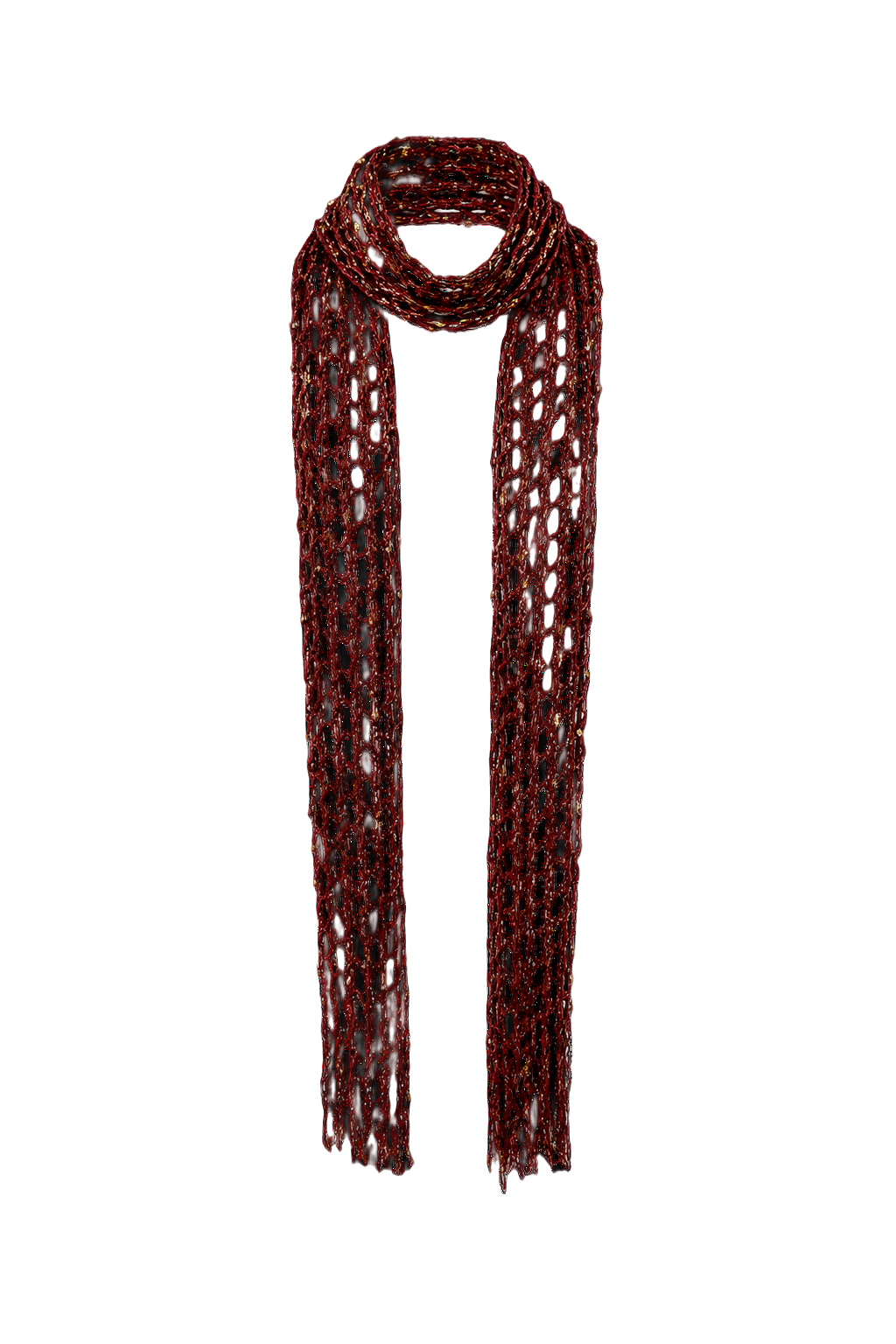 1990s Burgundy Textured Wool Blend Scarf - Front View