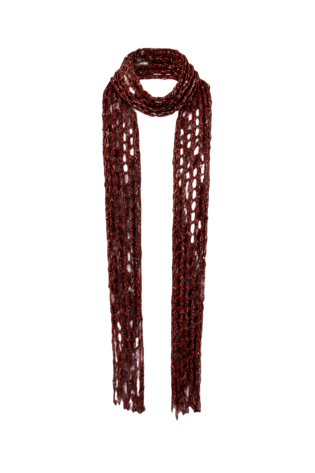 1990s Burgundy Textured Wool Blend Scarf - Front View