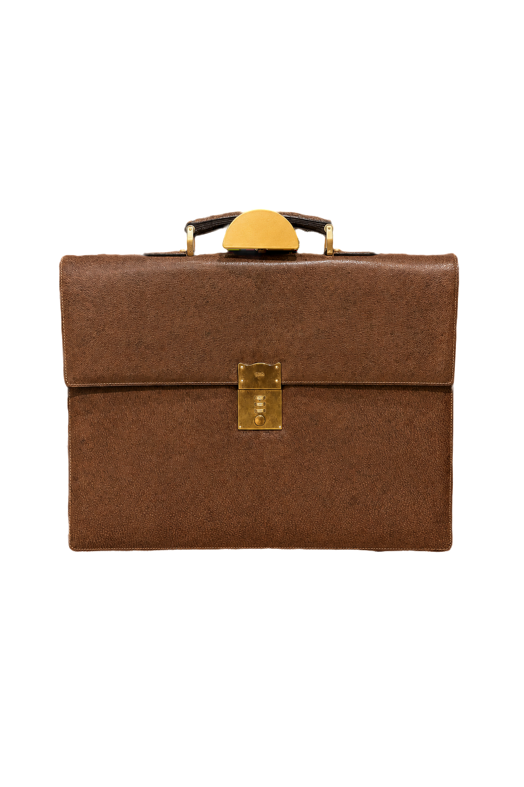 1980s Brown Leather Briefcase - Front View
