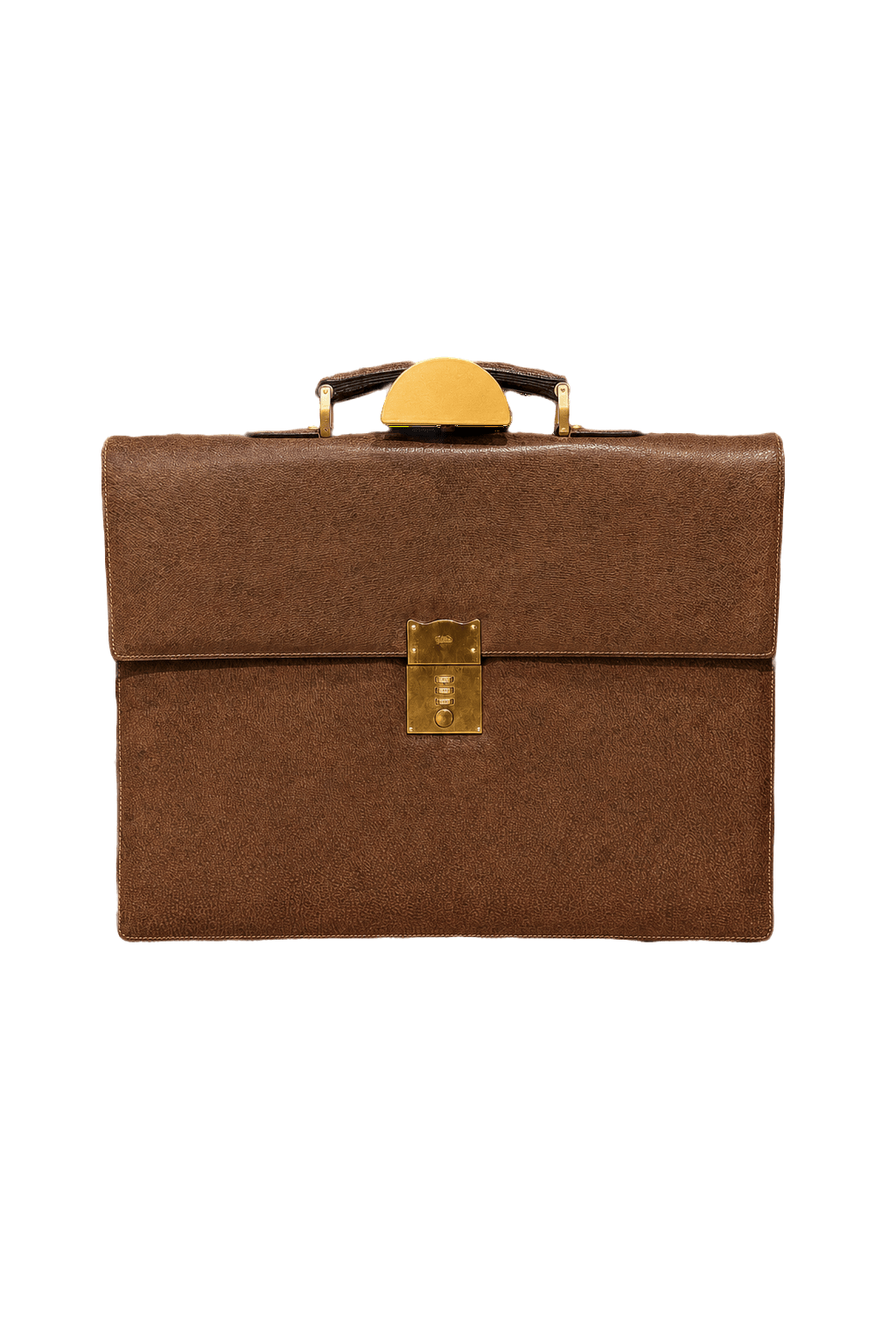 1980s Brown Leather Briefcase - Front View