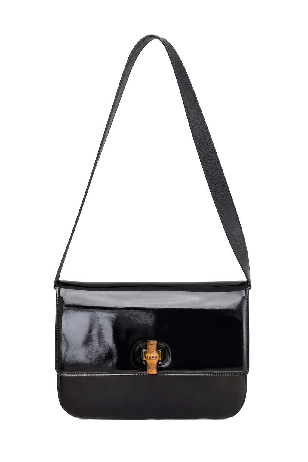 1990s Black Patent Leather Bag - Front View
