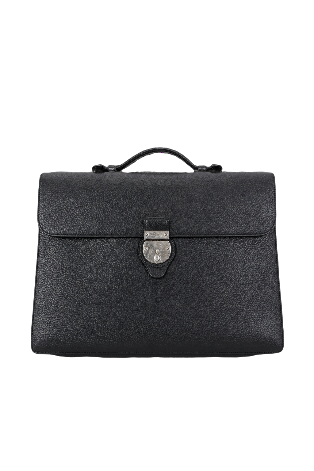1980s Black Leather Bag - Front View