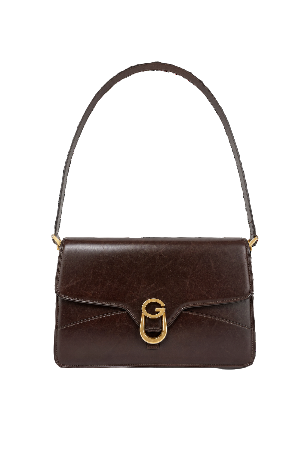 1980s Dark Brown Leather Bag - Front View