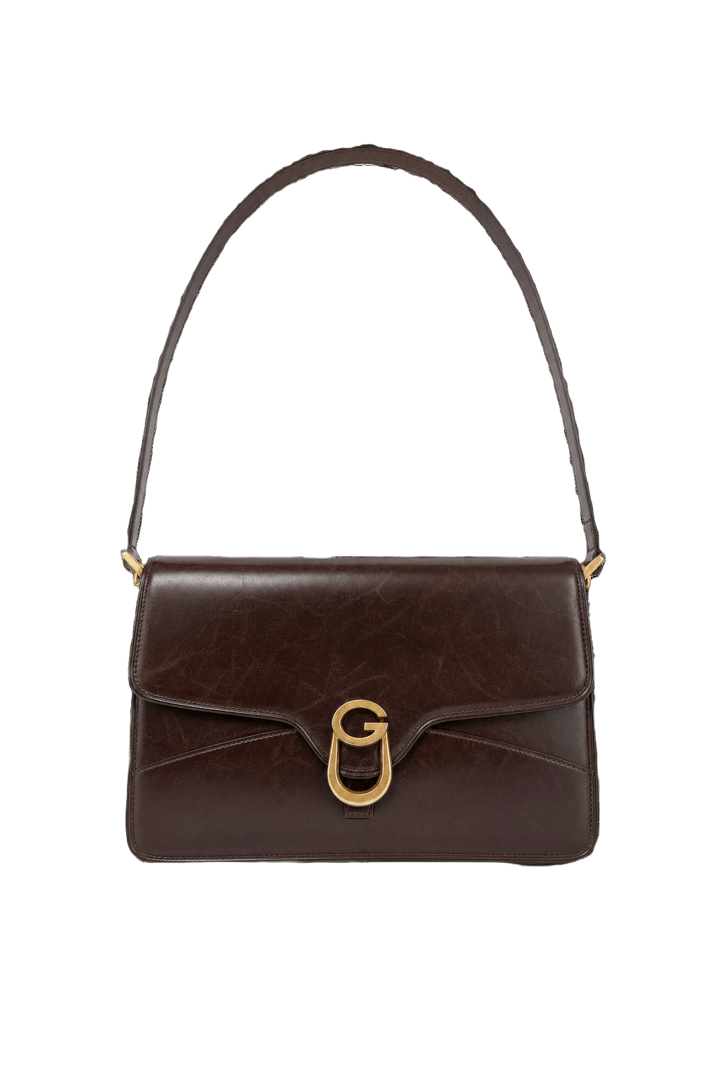 1980s Dark Brown Leather Bag - Front View