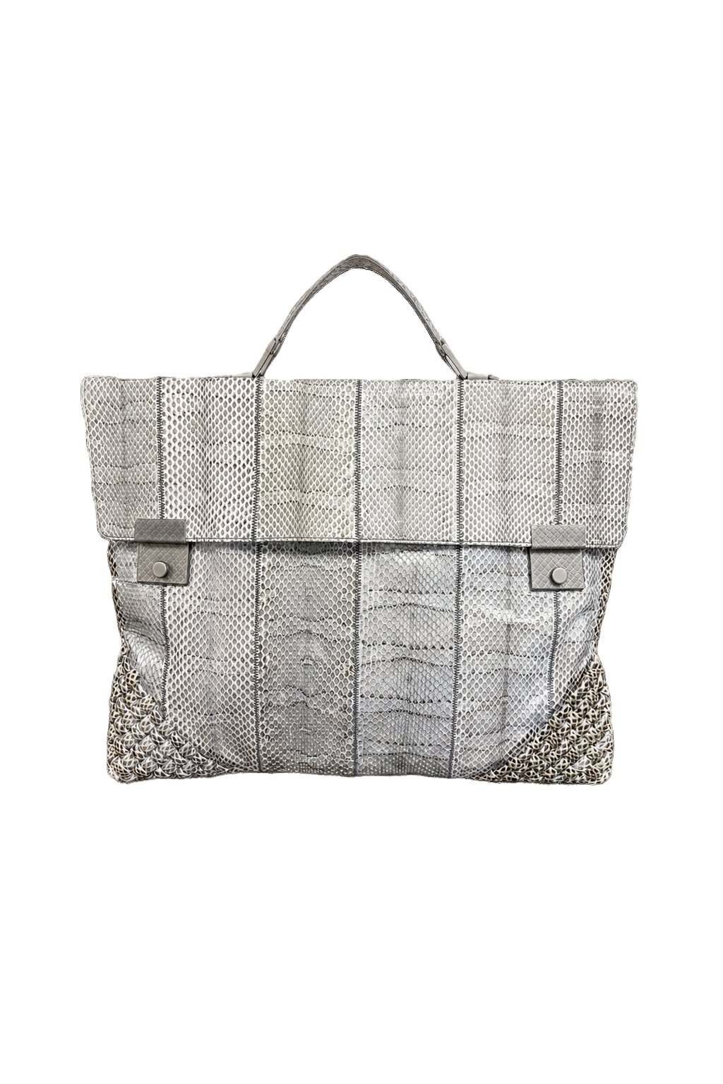 1990s Metallic Silver Metallic Fabric Bag - Front View
