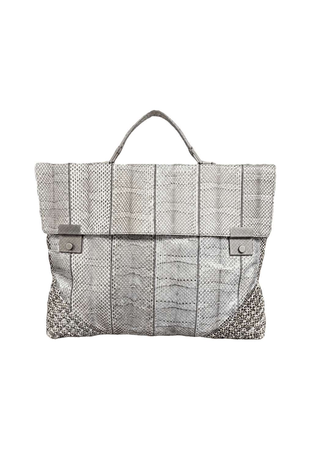 1990s Metallic Silver Metallic Fabric Bag - Front View