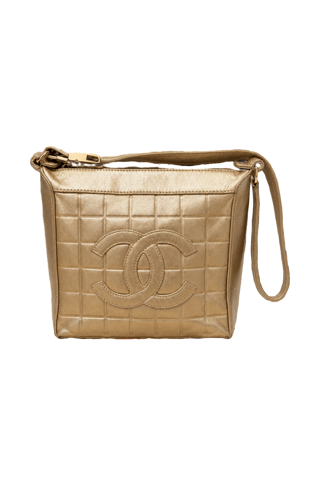 1980s Champagne Gold Leather Bag - Front View