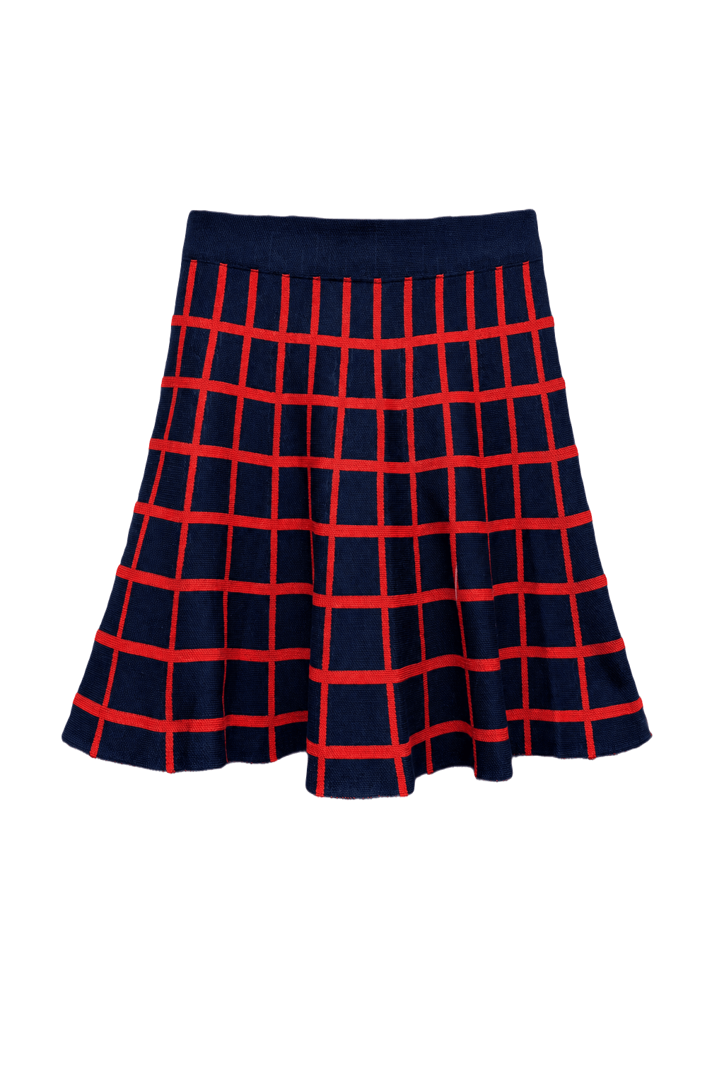 1990s Navy Blue Cotton Blend Skirt - Front View