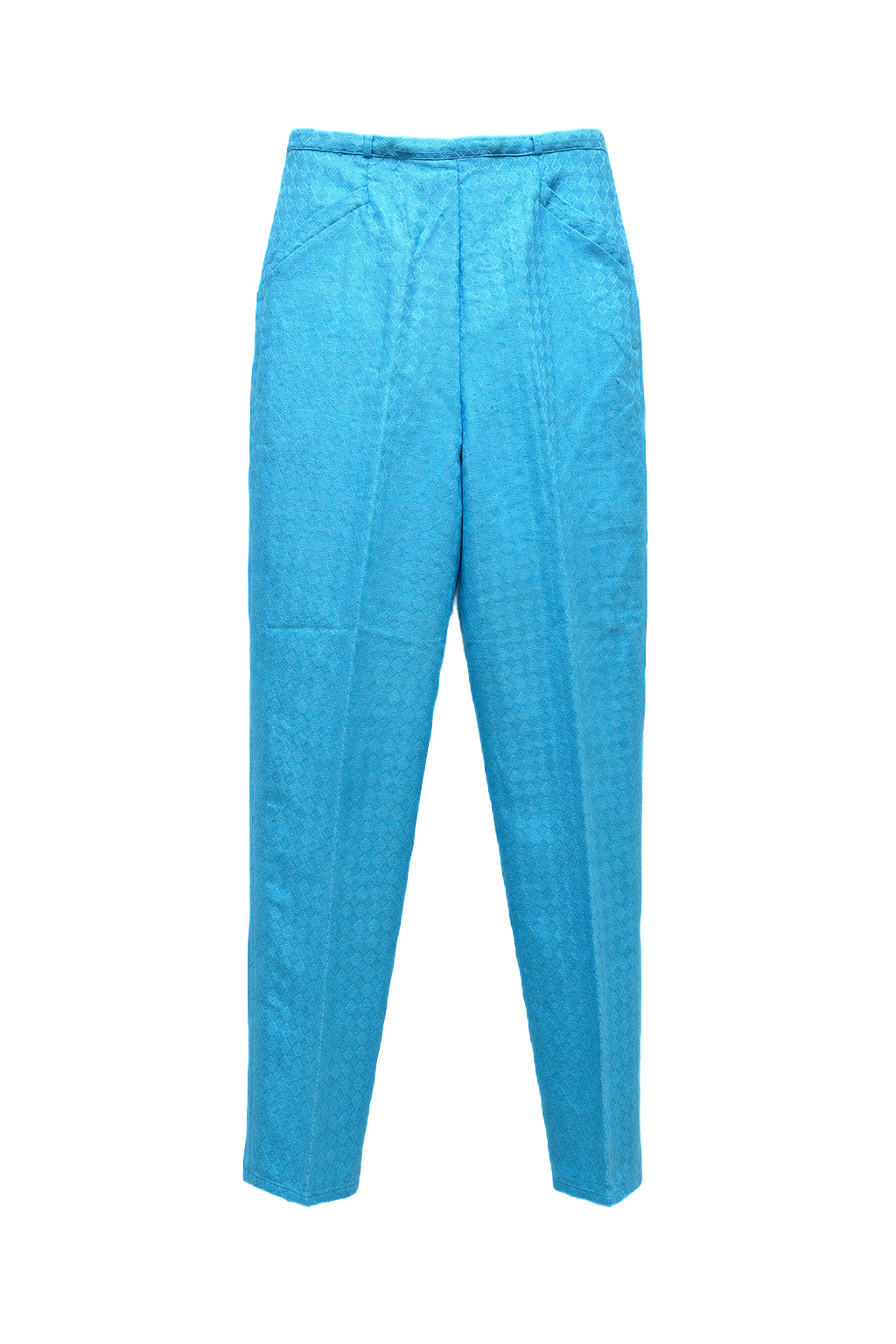 1970s Bright Blue Cotton Pants - Front View