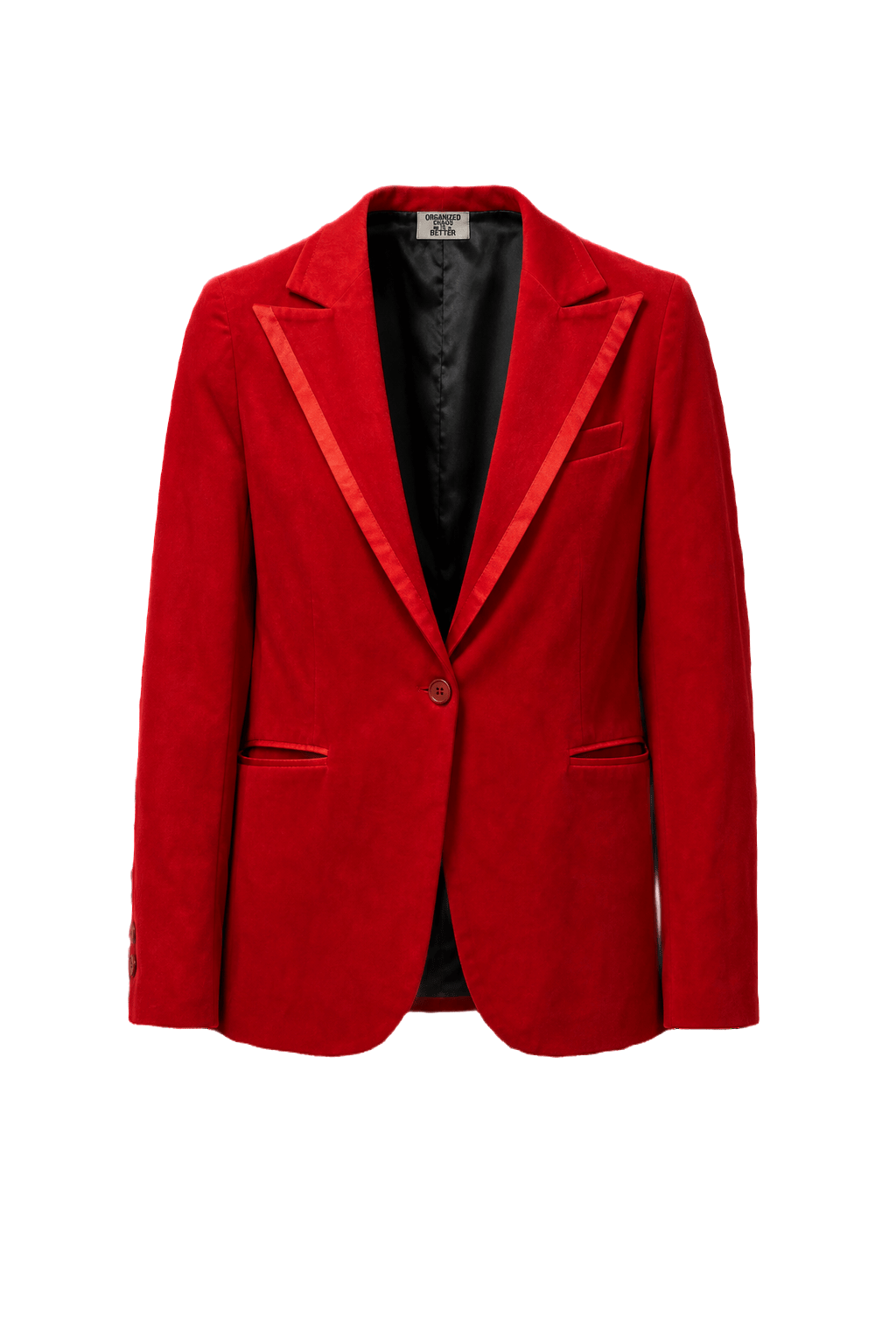 1980s Bright Red Synthetic Blend Blazer - Front View