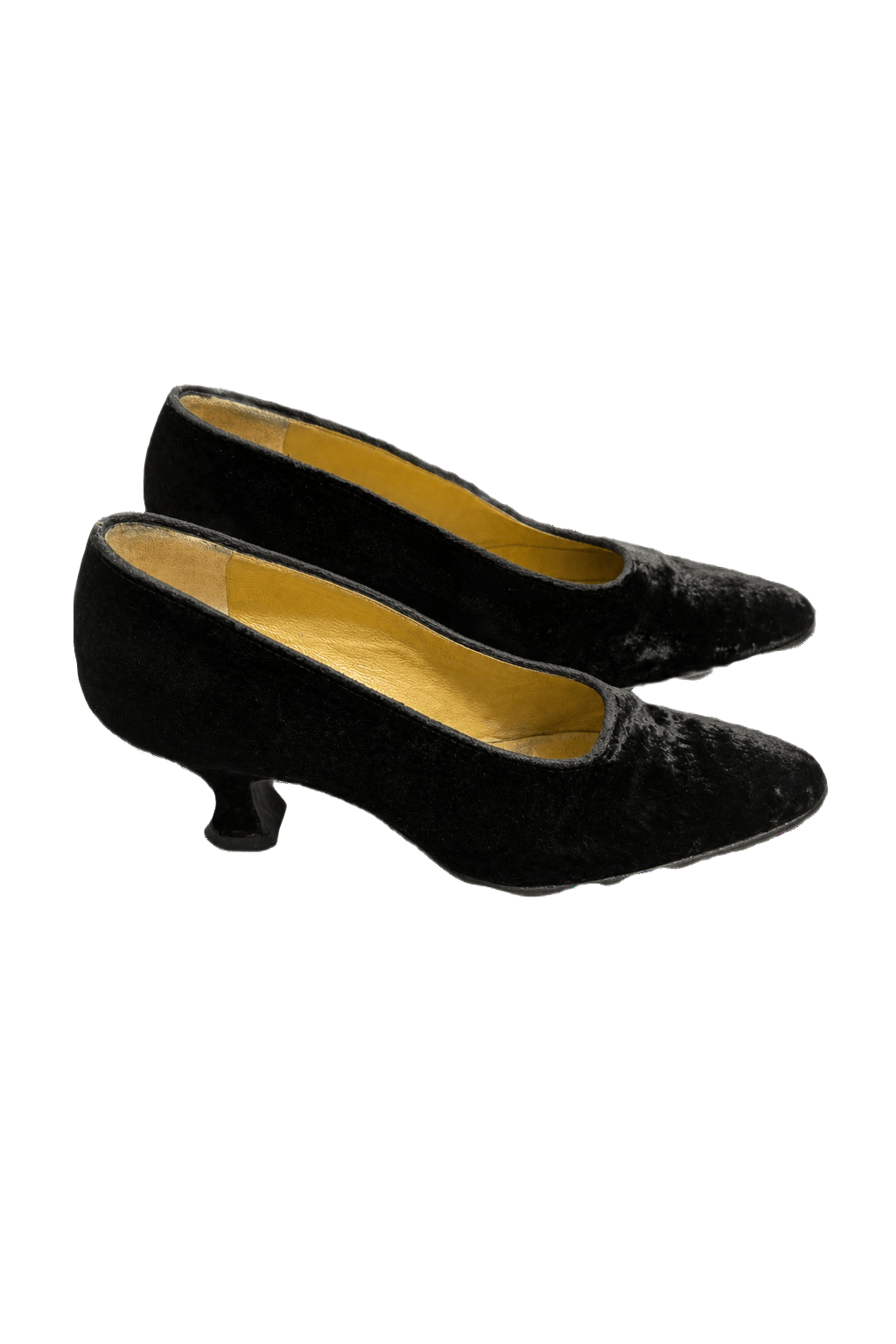 1970s Black Velvet Shoes - Front View