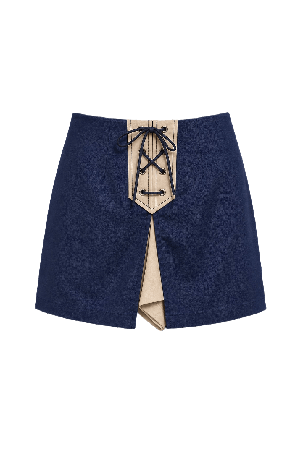 1970s Navy Blue Cotton Shorts - Front View