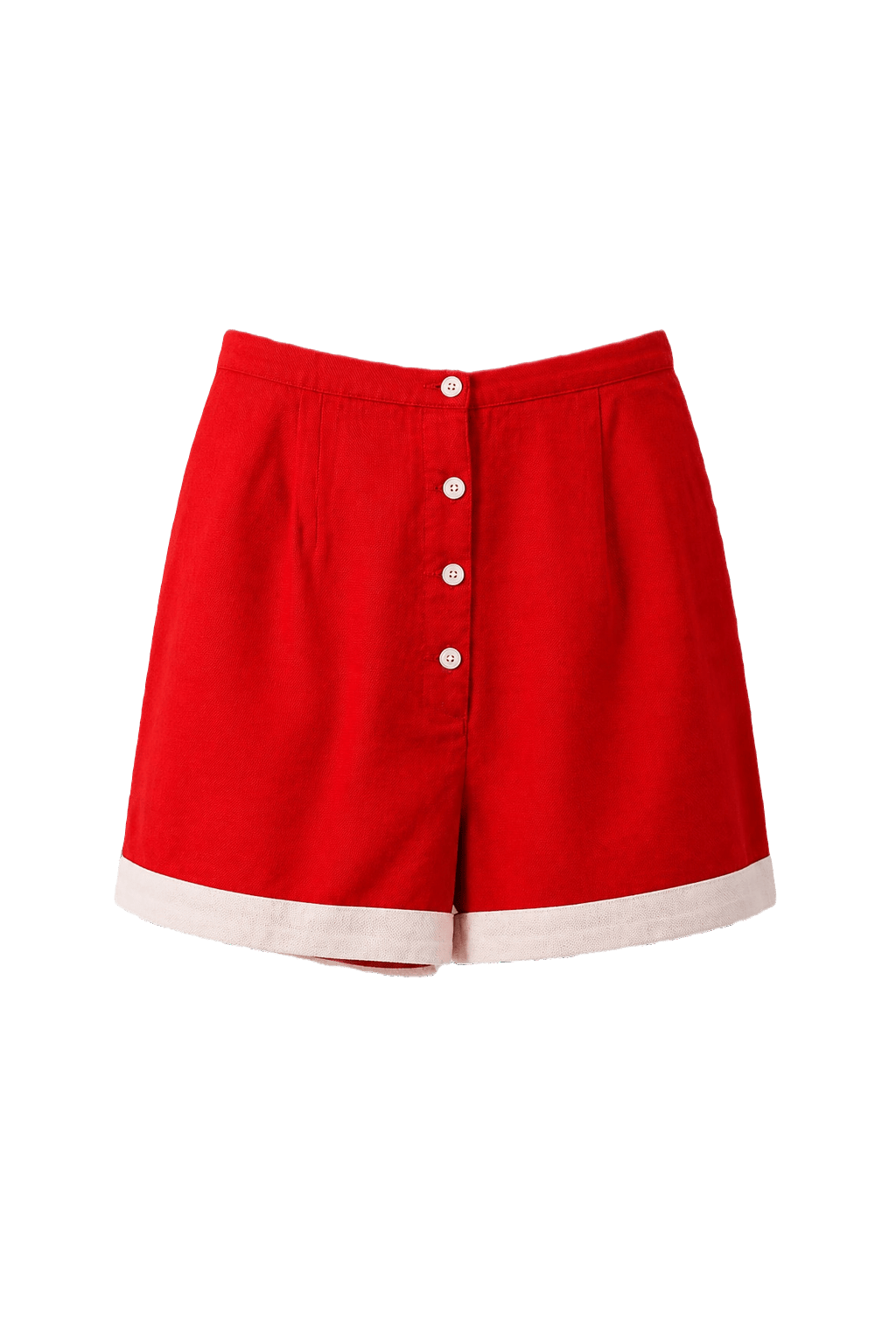 1970s Red Cotton Shorts - Front View