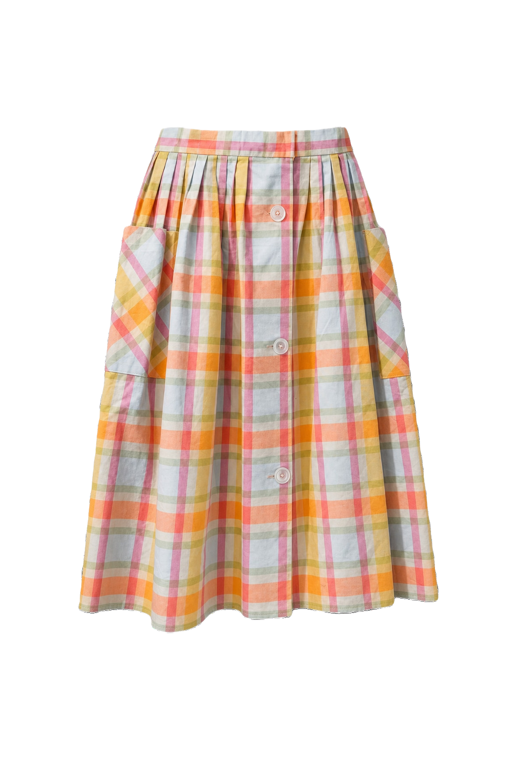 1970s Multicolor Cotton Skirt - Front View