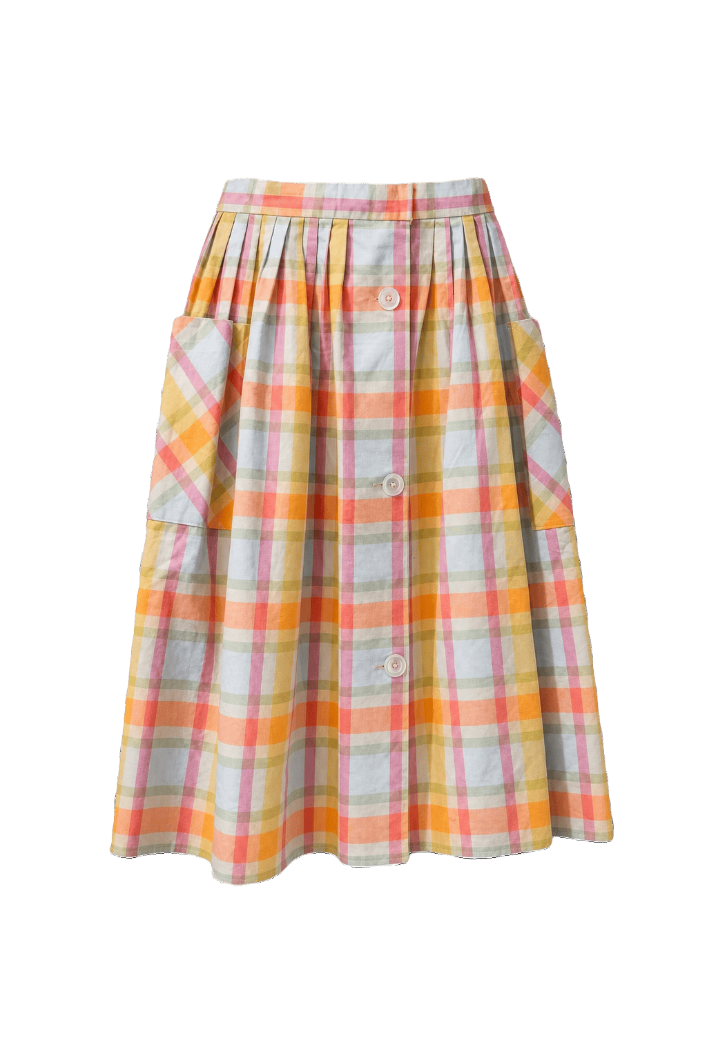 1970s Multicolor Cotton Skirt - Front View