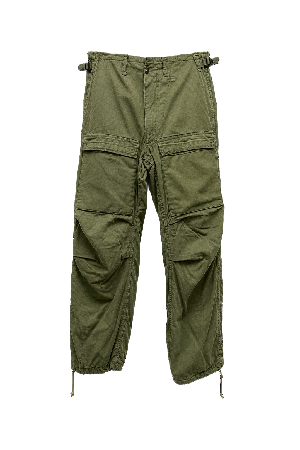 1970s Olive Green Cotton Trousers - Front View