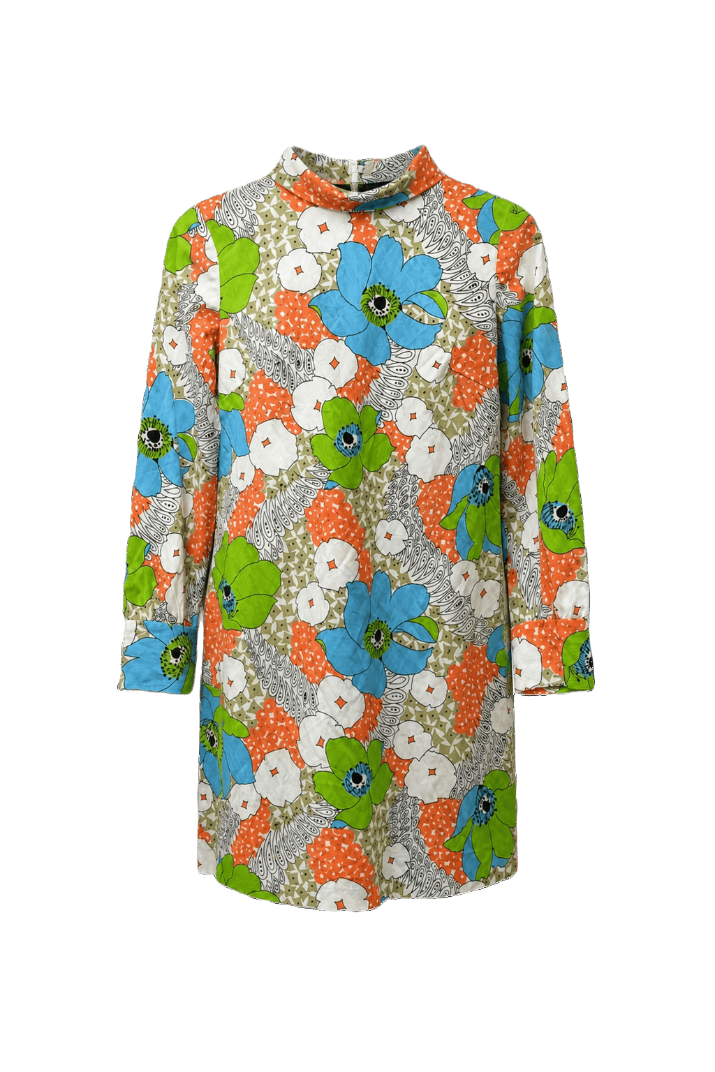 1960s Multicolor Cotton Mini Dress - Front View