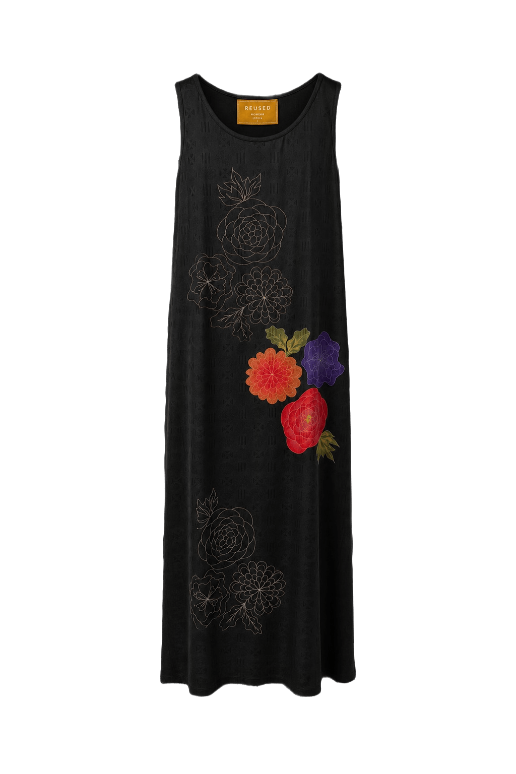 1990s Black Satin Midi Dress - Front View