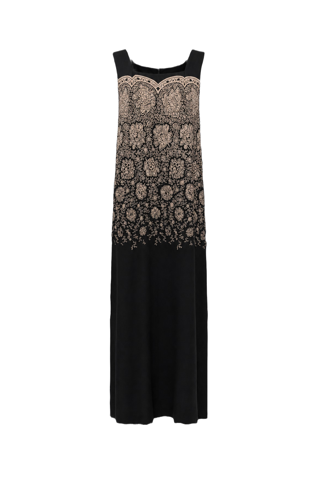 1990s Black Satin Midi Dress - Front View