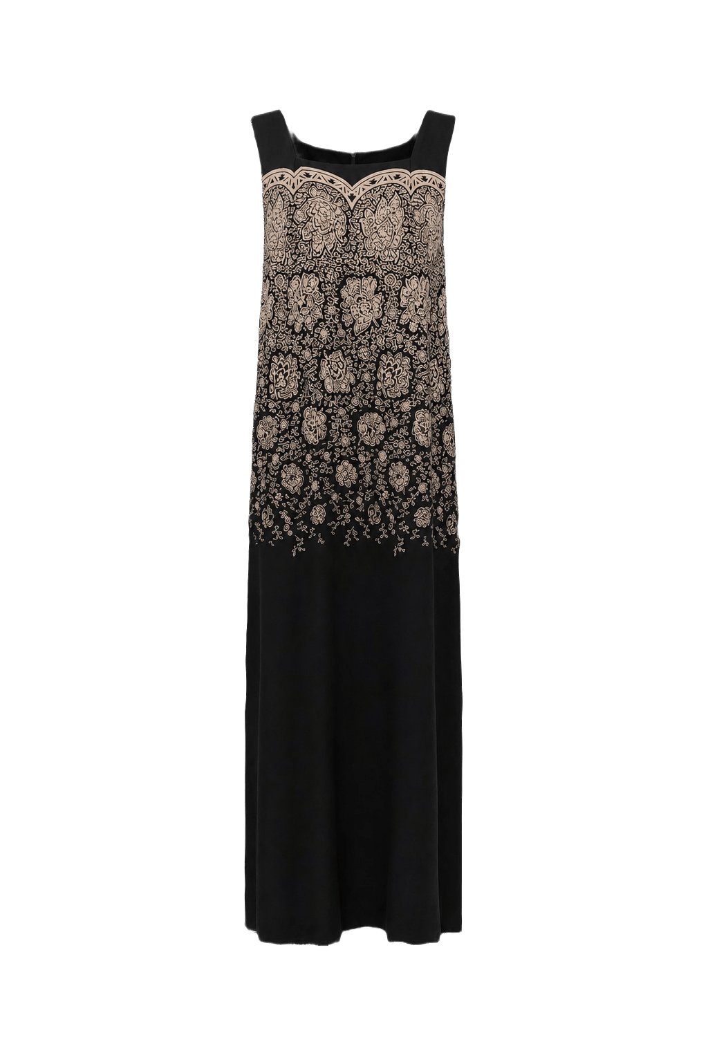 1990s Black Satin Midi Dress - Front View