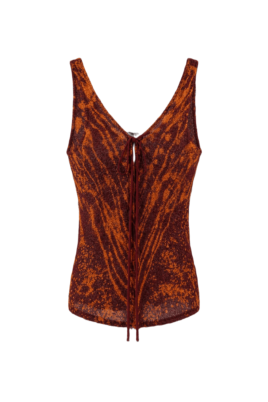 1990s Burnt Orange Rayon Blend Tank Top - Front View
