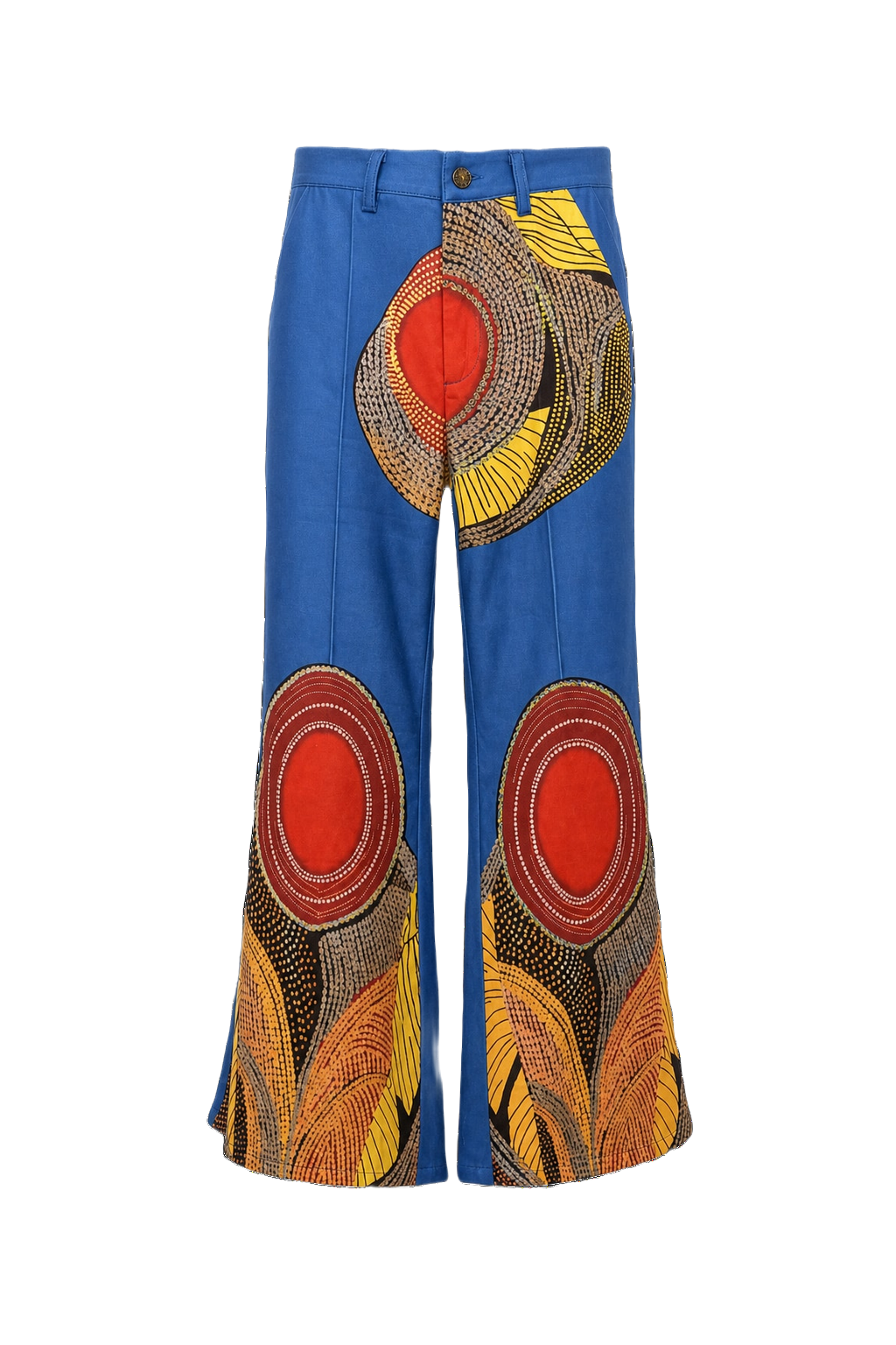 1970s Blue Cotton Blend Pants - Front View