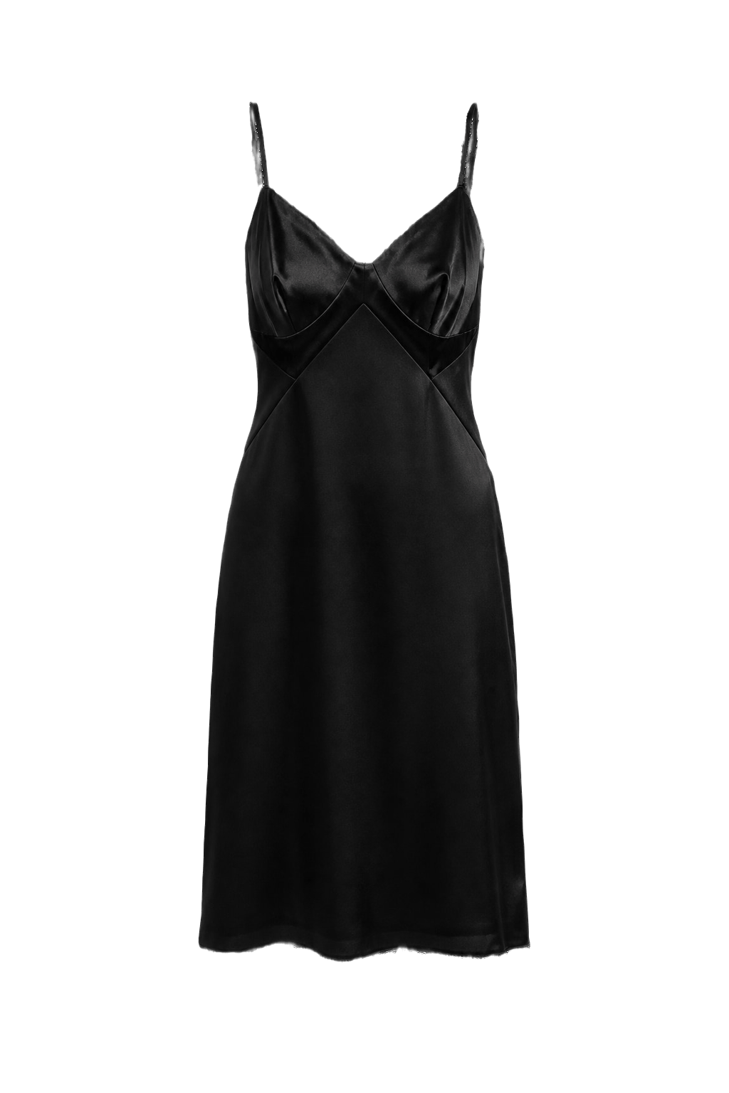 1990s Black Silk Slip Dress - Front View