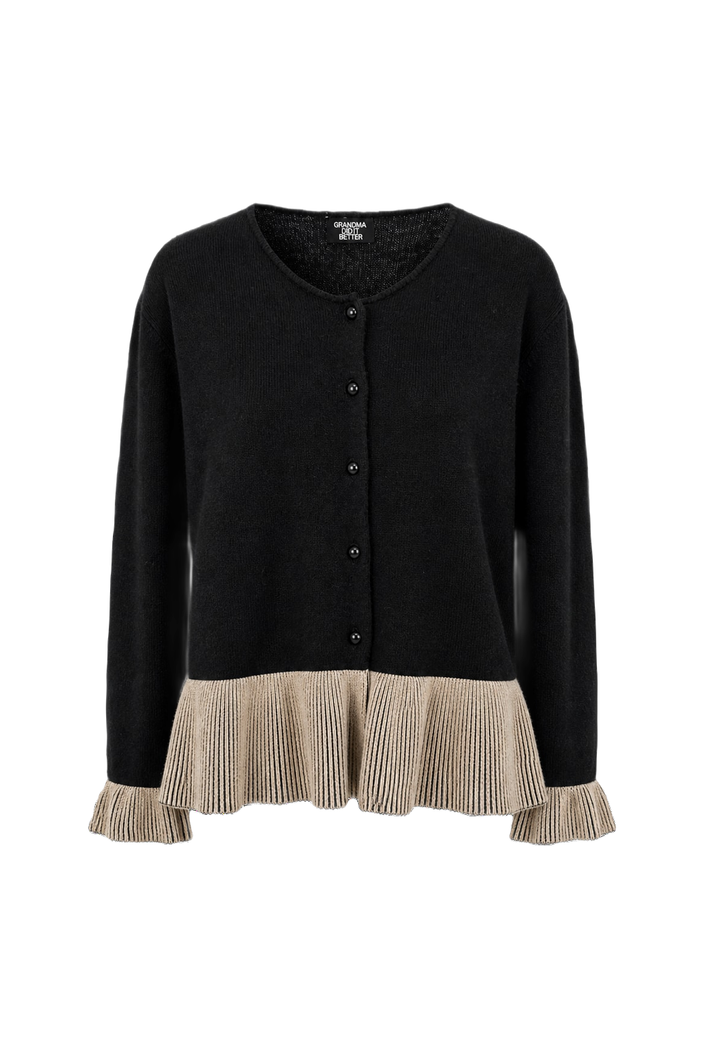 1990s Black Wool Blend Cardigan - Front View