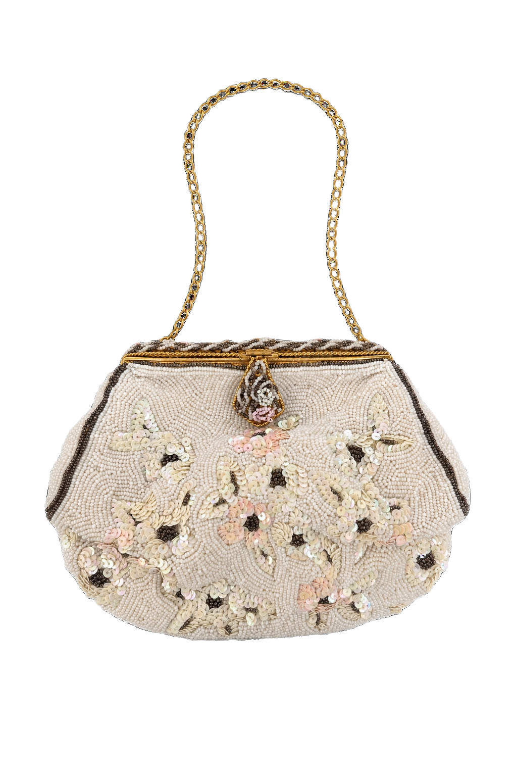 1930s Cream Beaded Bag - Front View