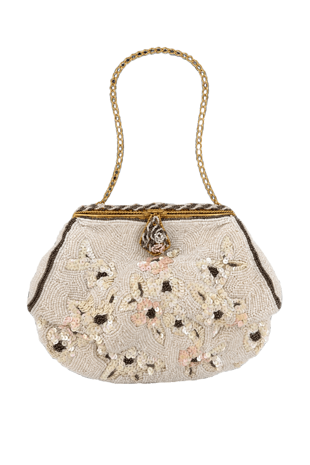 1930s Cream Beaded Bag - Front View