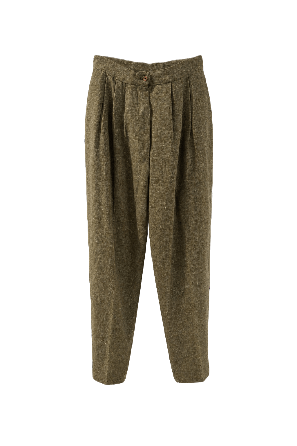 1960s Olive Green Wool Blend Trousers - Front View