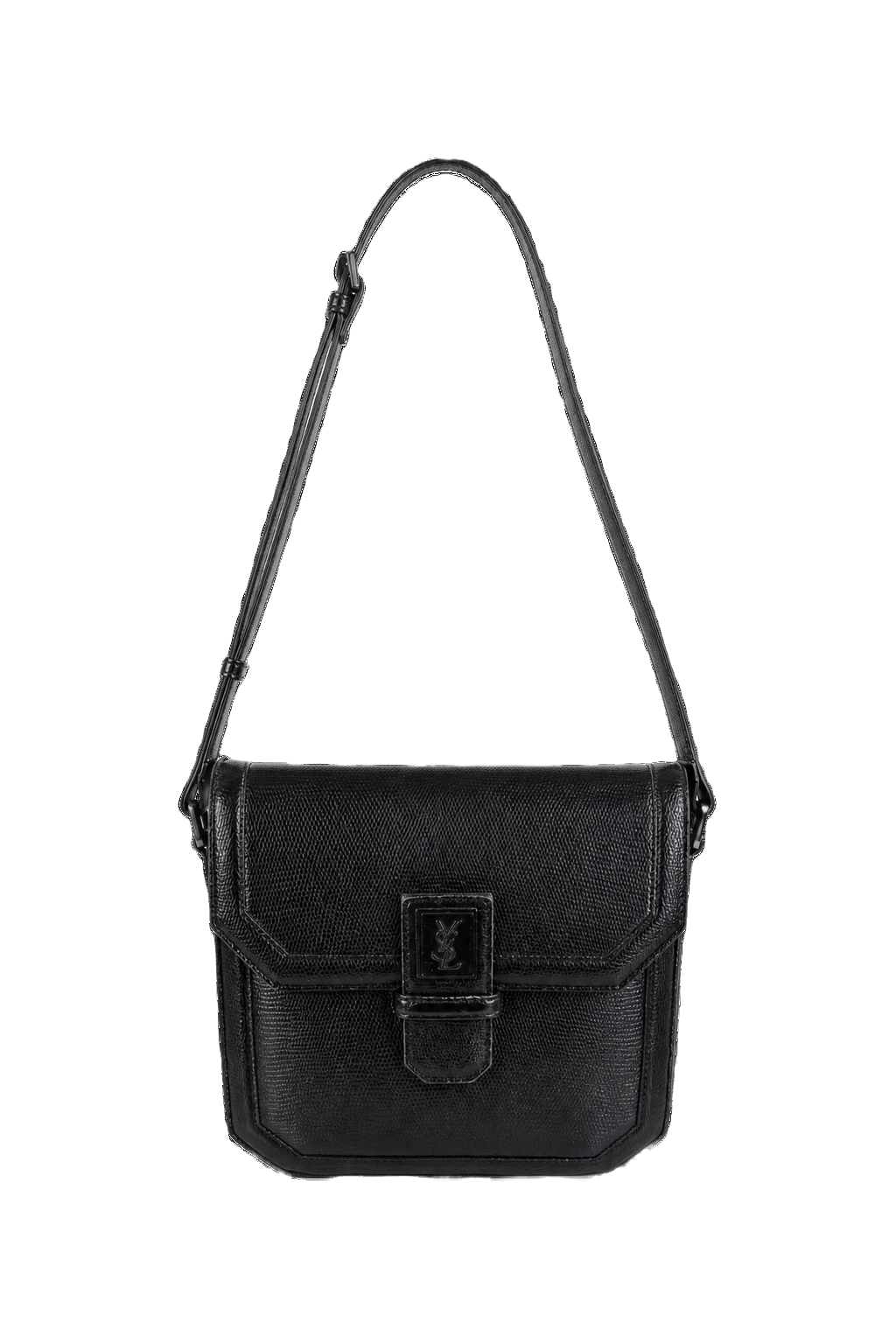 1980s Black Leather Bag - Front View