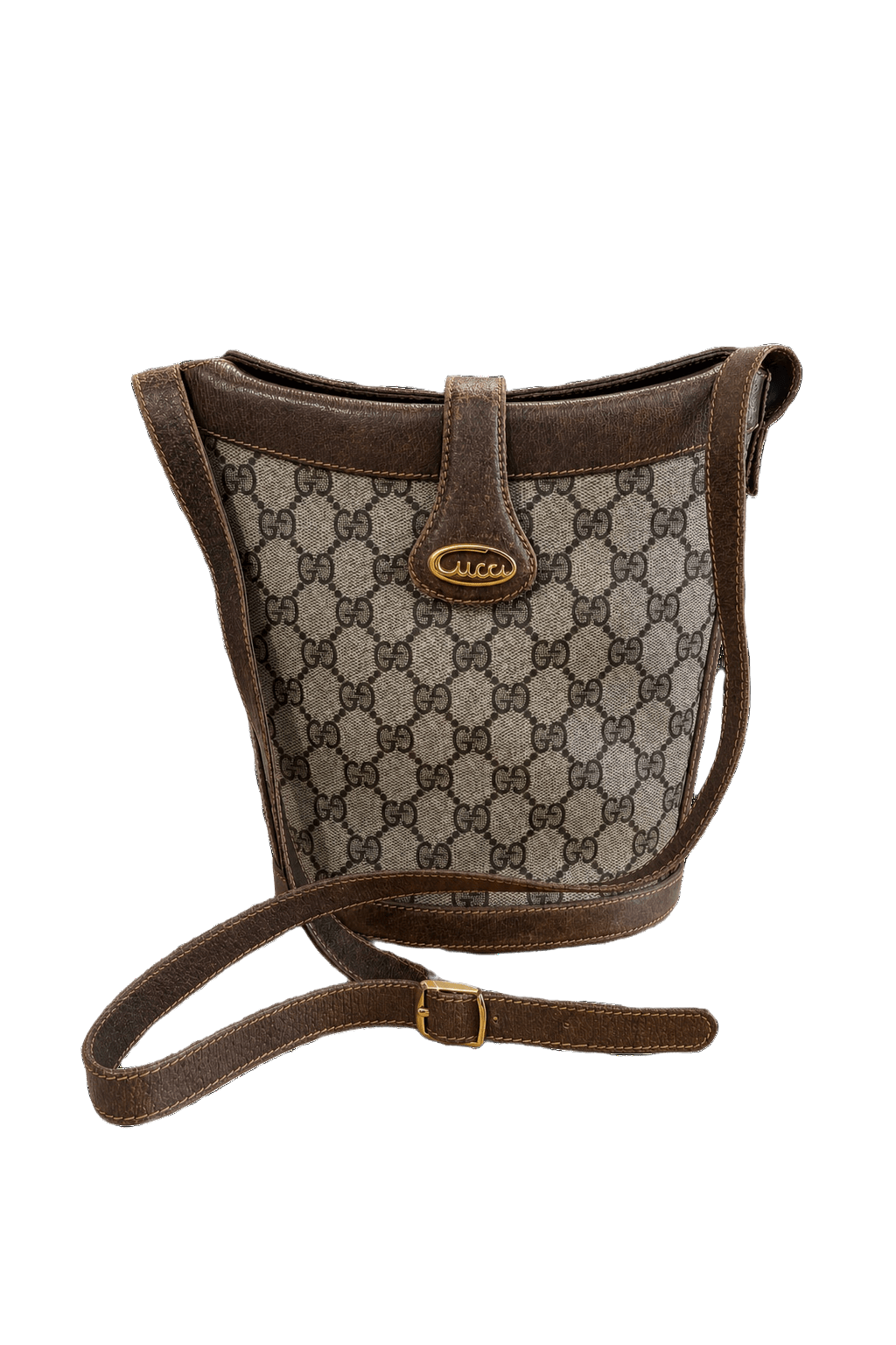 1970s Brown Leather Bag - Front View