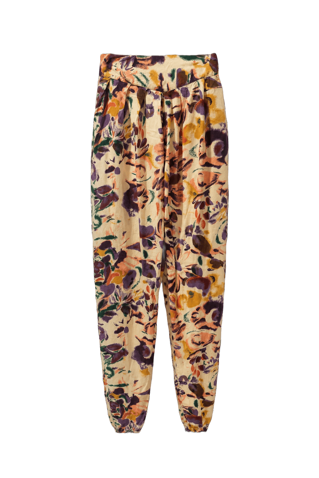 1980s Cream Cotton Blend Trousers - Front View