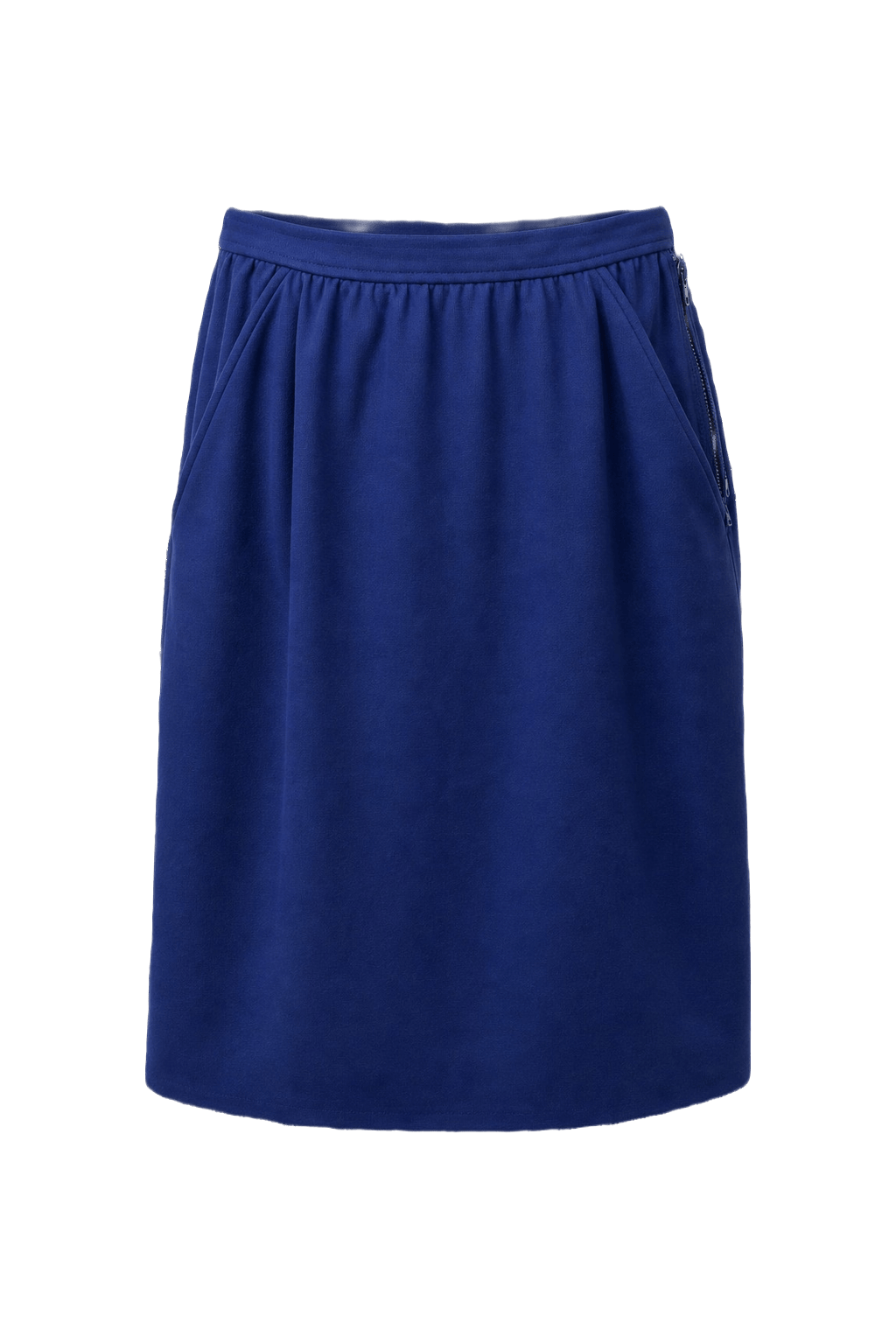 1970s Royal Blue Polyester Skirt - Front View