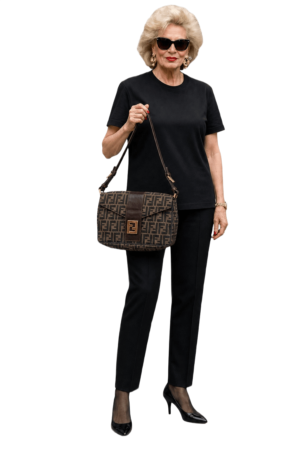 1980s Brown Canvas Fendi Shoulder Bag - Model