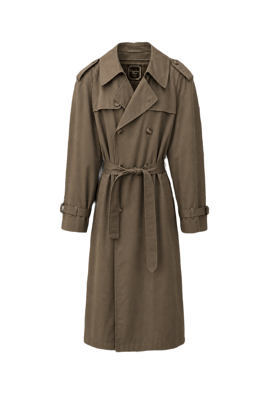 1990s Beige Cotton Blend Trench Coat - Front View