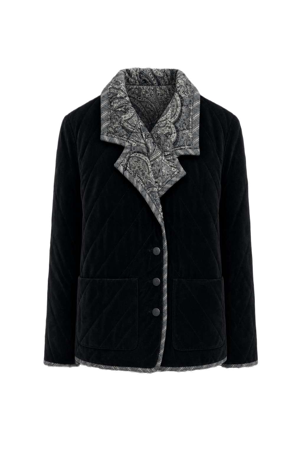 1980s Black Velvet Jacket - Front View