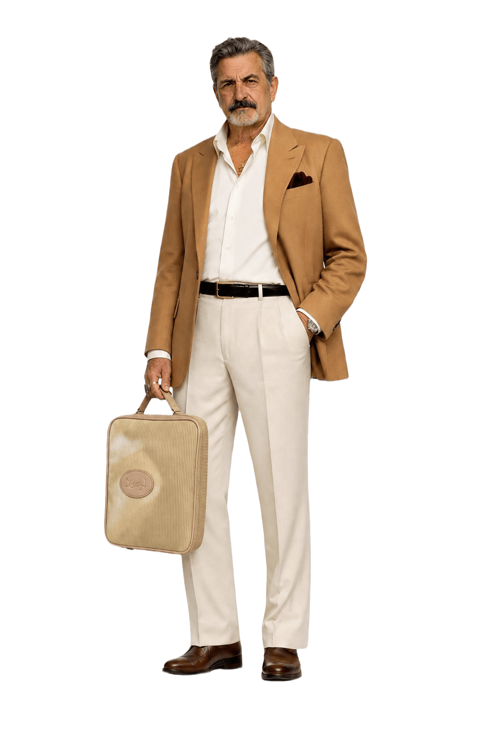 1980s Tan Fabric Bag - Model
