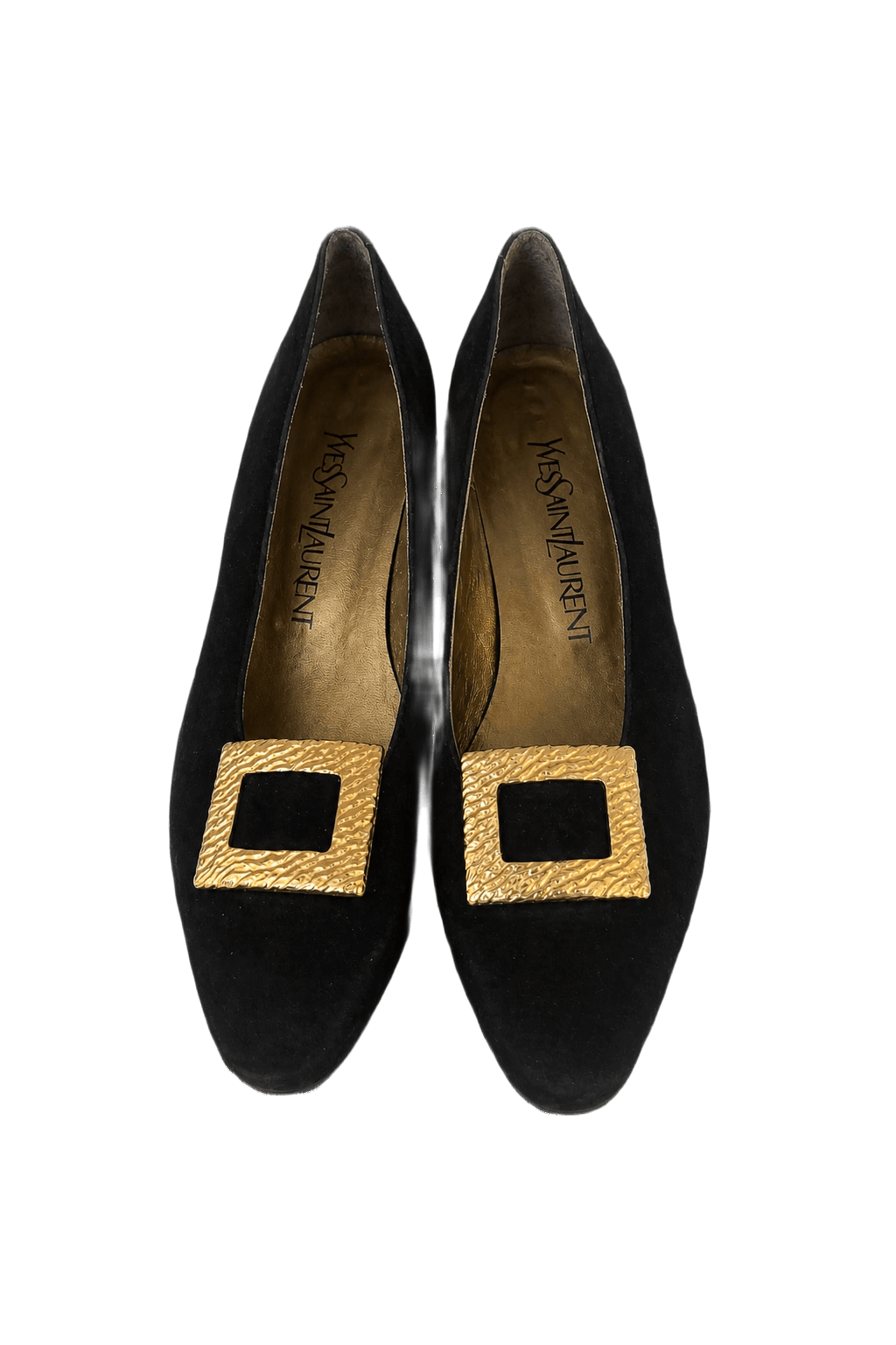 1980s Black Suede Shoes - Front View