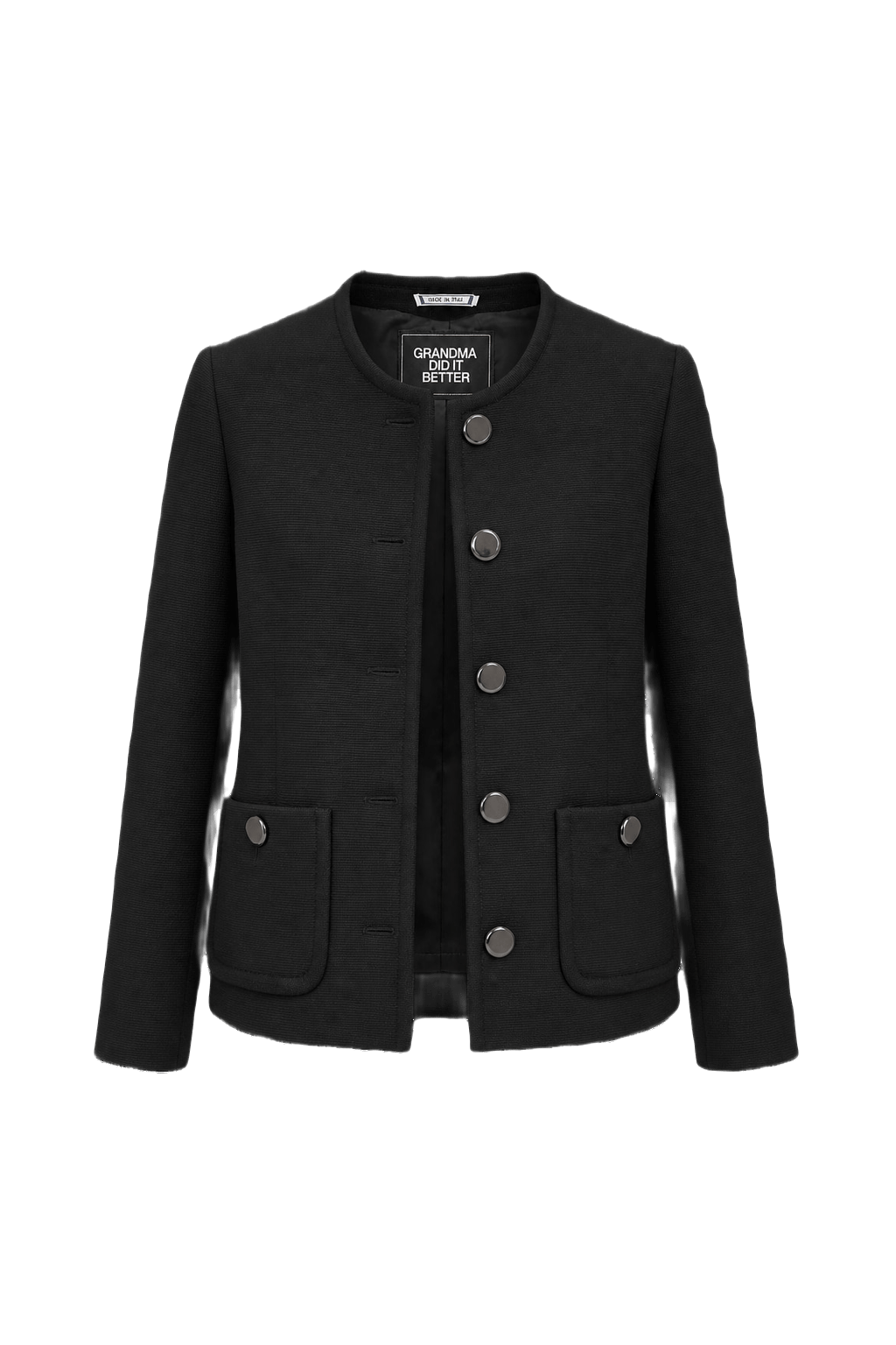 1980s Black Wool Blend Jacket - Front View