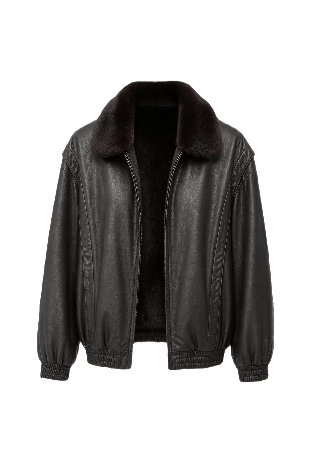 1990s Dark Brown Leather Jacket - Front View