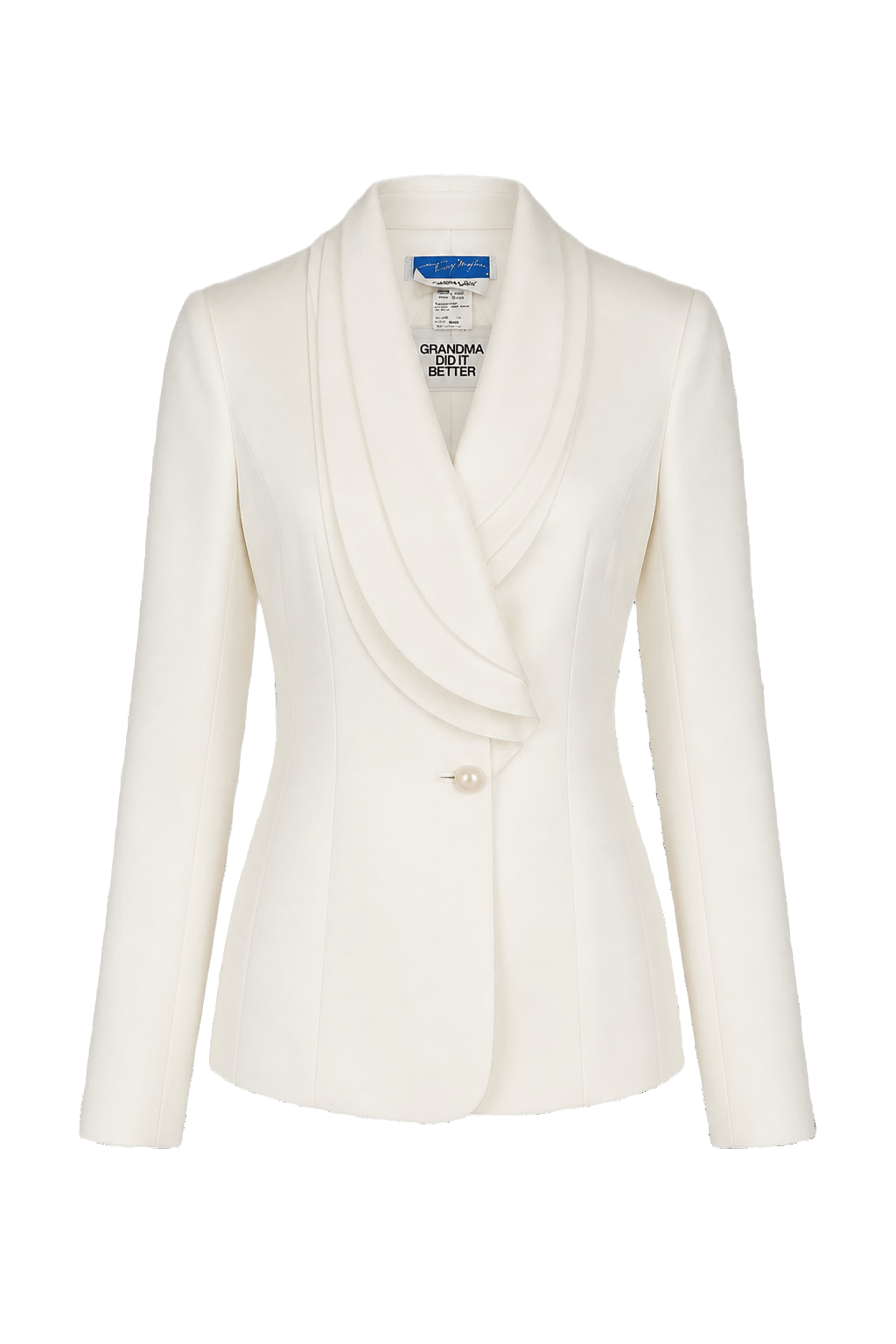 1990s Cream Silk Blend Blazer - Front View
