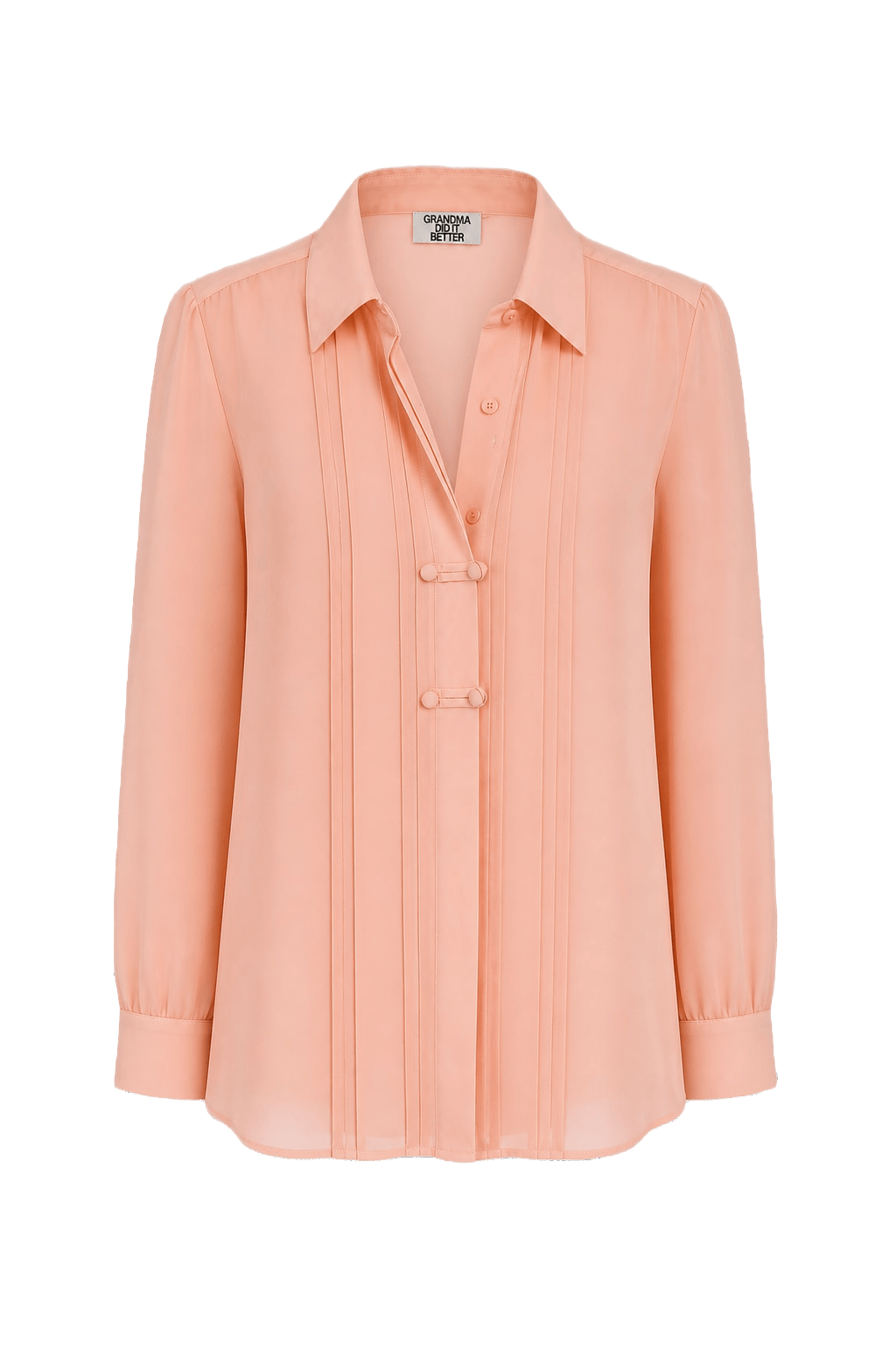 1970s Light Pink Polyester Blend Blouse - Front View