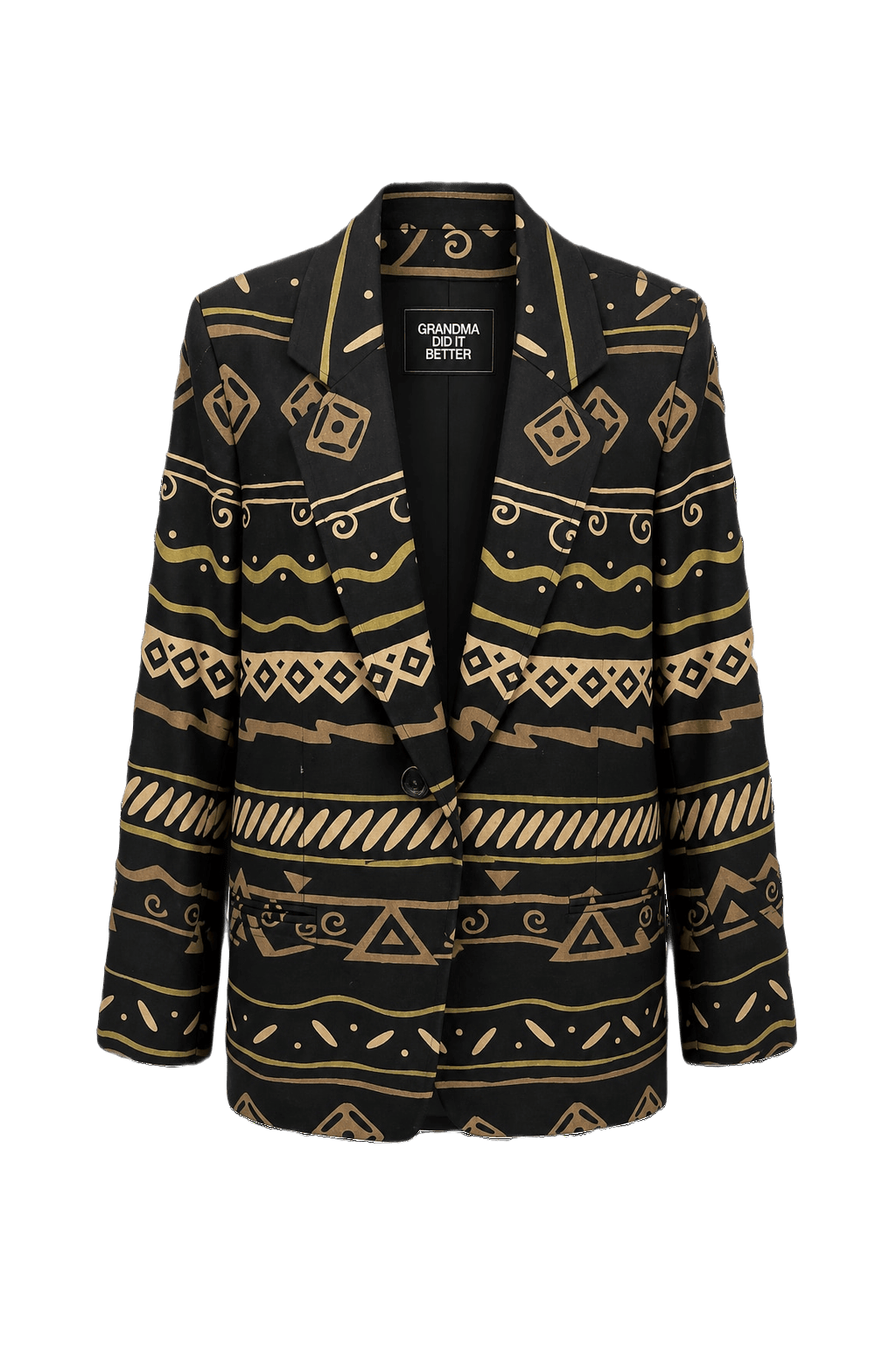1980s Black Cotton Blend Blazer - Front View