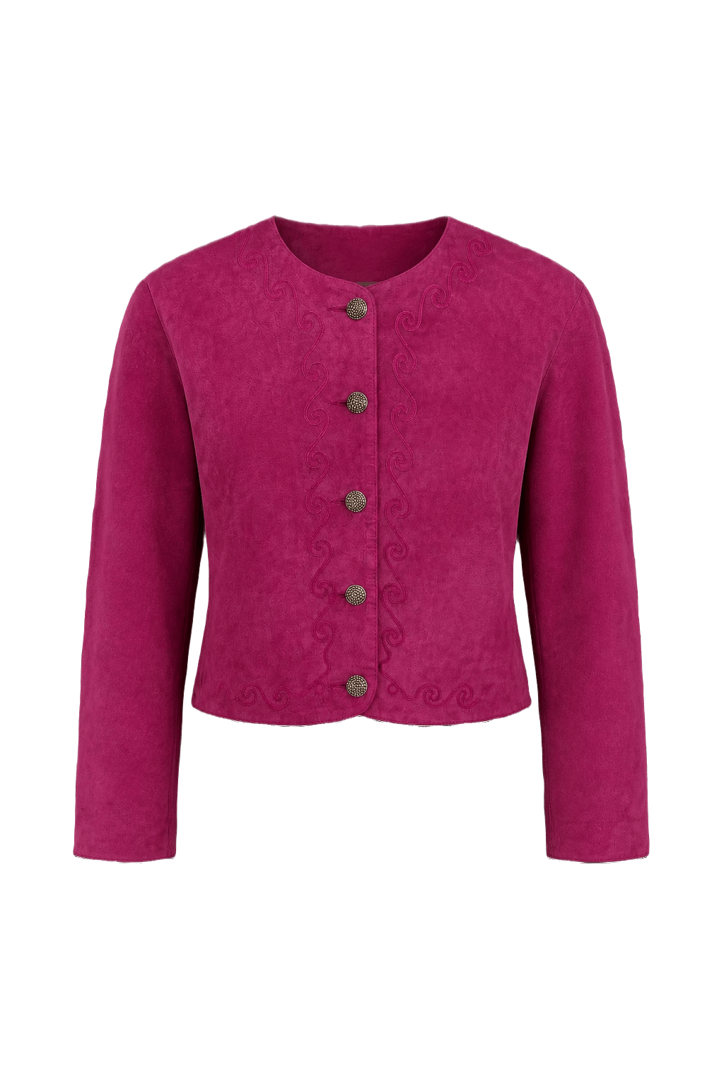 1980s Magenta Suede Jacket - Front View